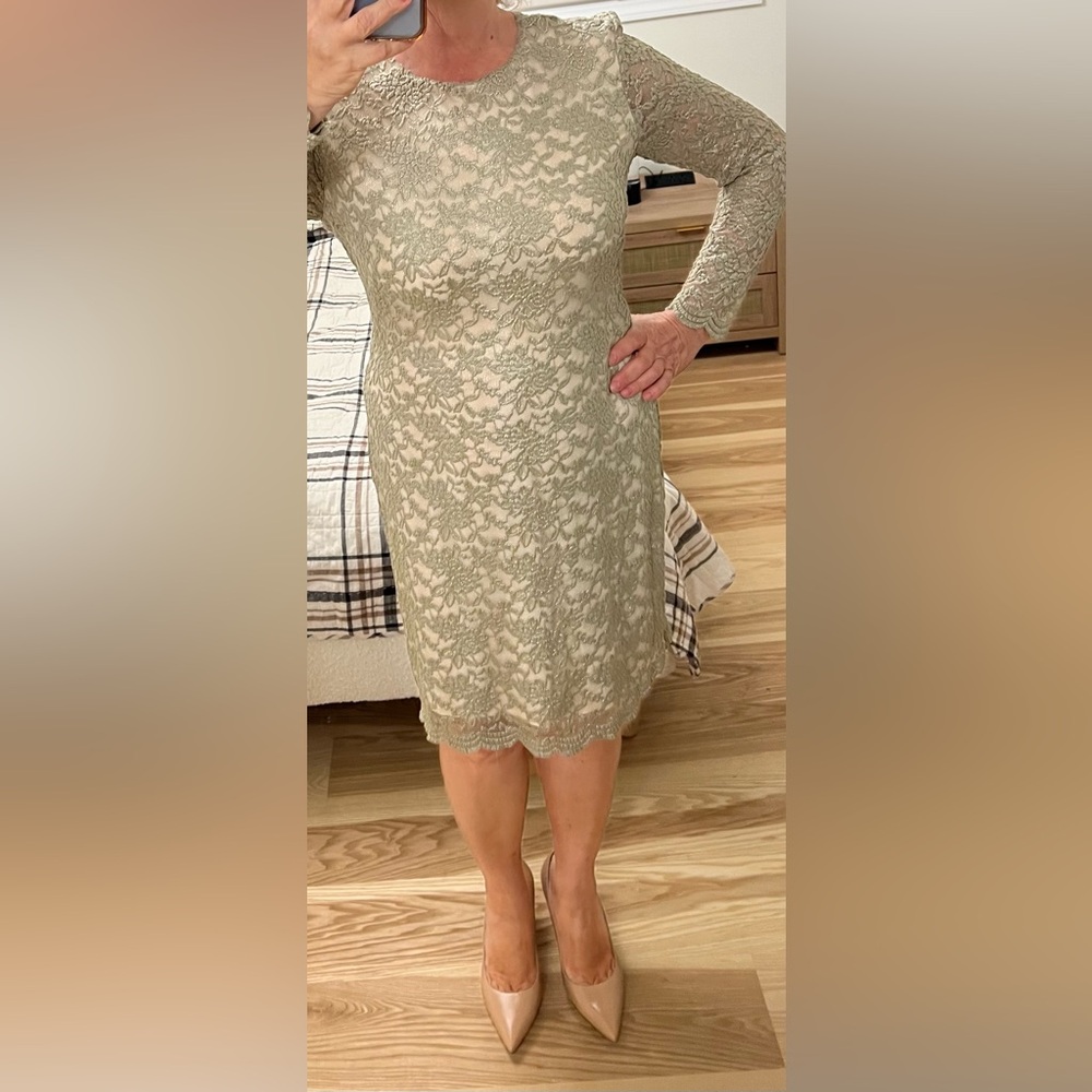 Ralph Lauren Cream Dress pencil mini lace size 14